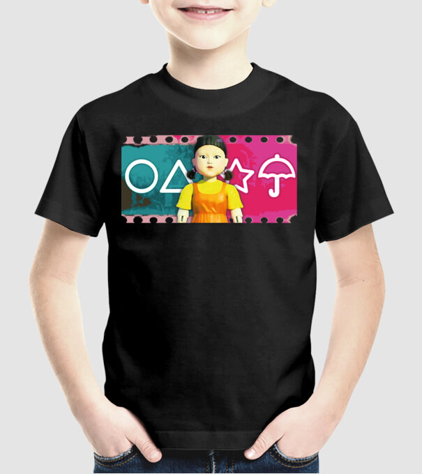 squid game drawing model negru pe tricou
