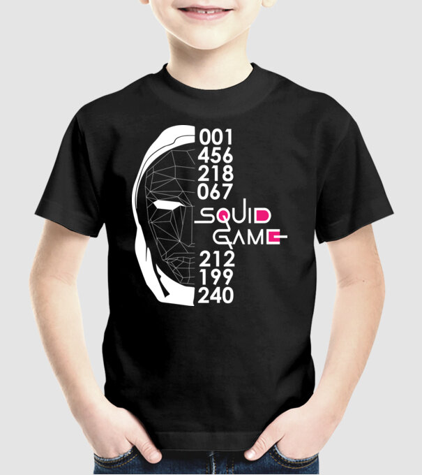 squid game numbers model negru pe tricou