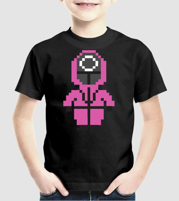 squid game pixel model negru pe tricou