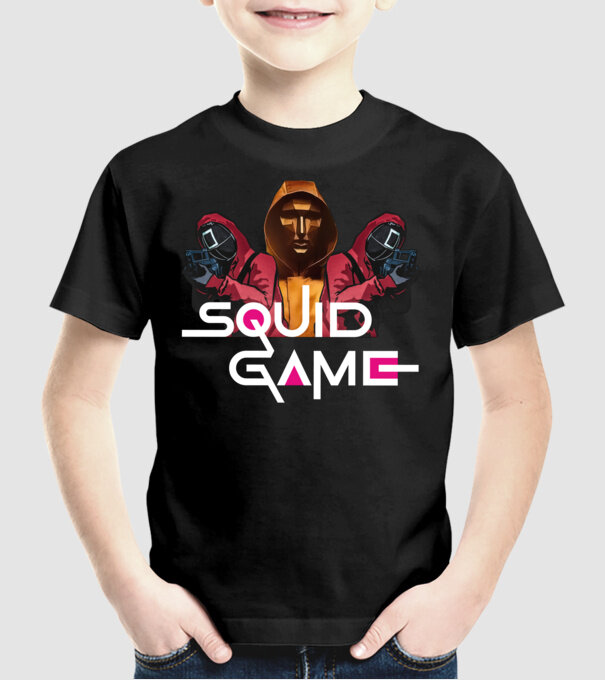 squid game poster model negru pe tricou