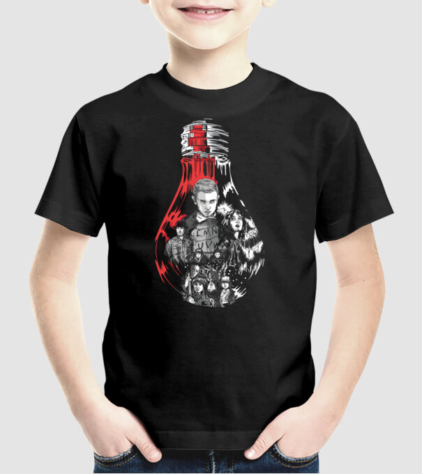stranger things bulb model negru pe tricou