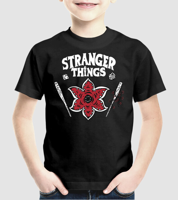 stranger things demogorgon head model negru pe tricou