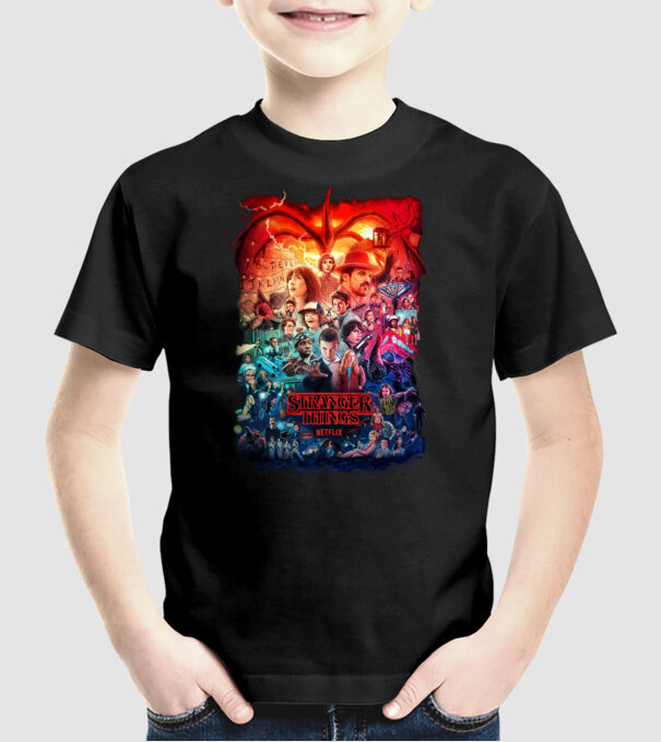stranger things tribute poster2 model negru pe tricou