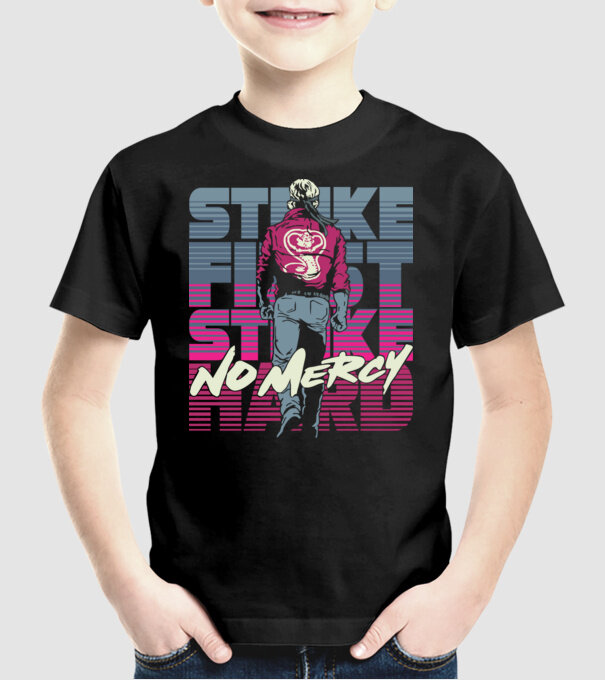 Strike first strike hard neon model negru pe tricou