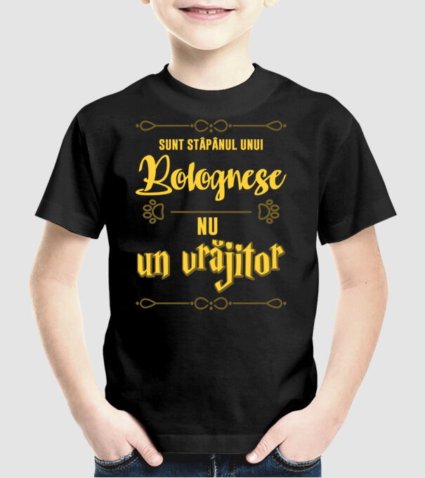 sunt stăpânul unui bolognese, nu un vrăjitor model negru pe tricou