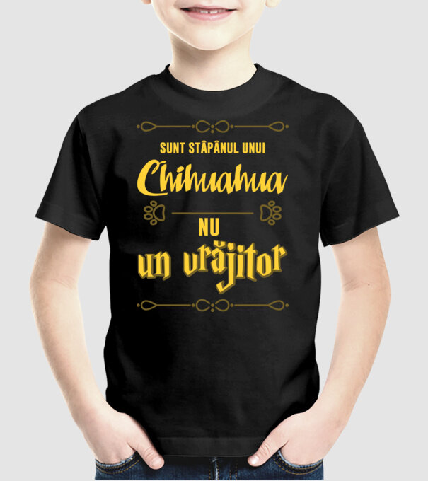 sunt stăpânul unui chihuahua, nu un vrăjitor model negru pe tricou