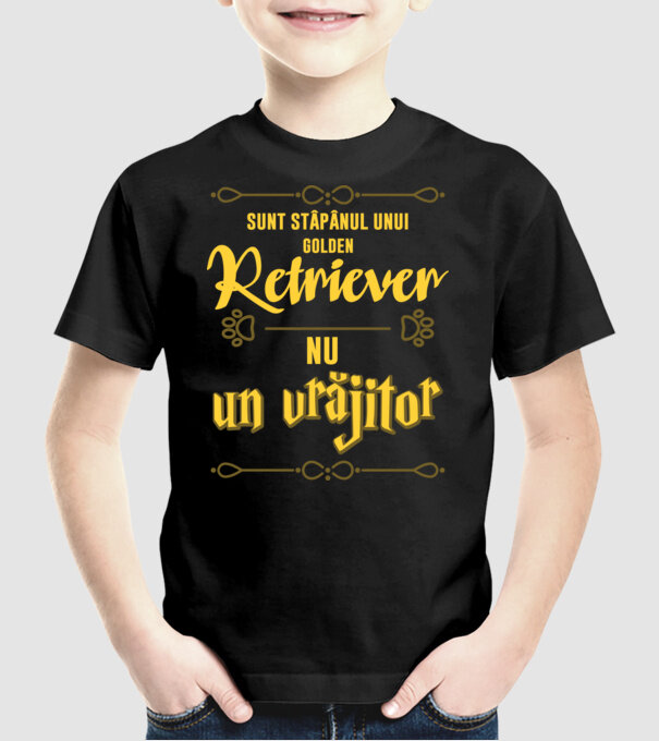 sunt stăpânul unui golden retviever, nu un vrăjitor model negru pe tricou