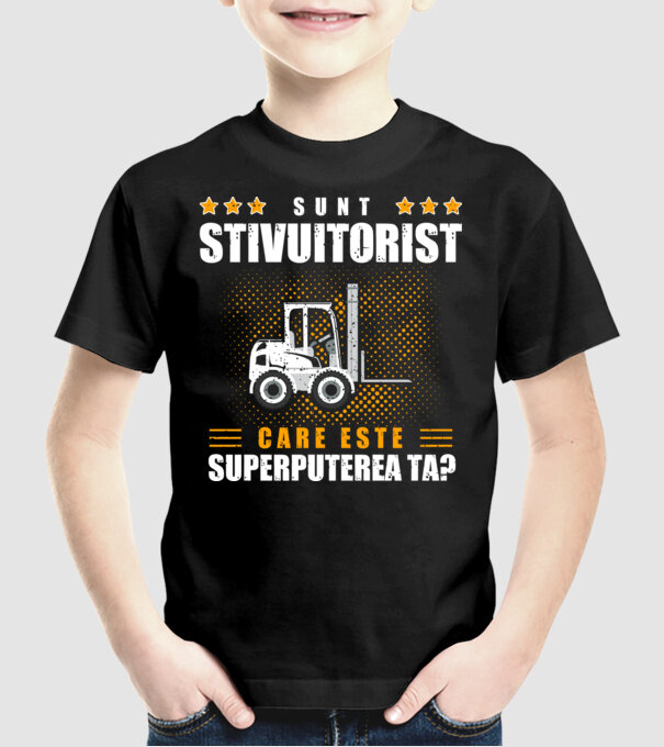 Sunt stivuitorist, care este superputerea ta model negru pe tricou