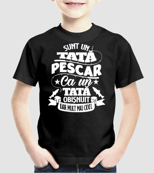 Sunt un tată pescar, ca un tată obișnuit, dar mult mai cool model negru pe tricou