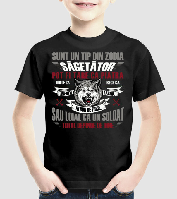 Sunt un tip din zodia Săgetător model negru pe tricou