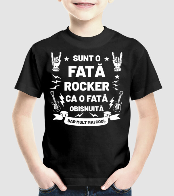 Sunt o fată rocker, ca o fată obișnuită, dar mult mai cool model negru pe tricou