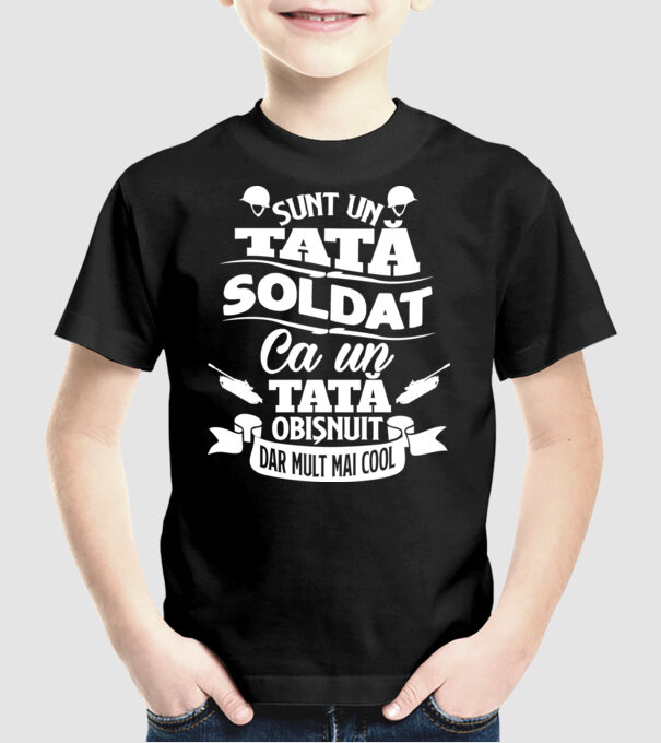 Sunt_un tată soldat model negru pe tricou