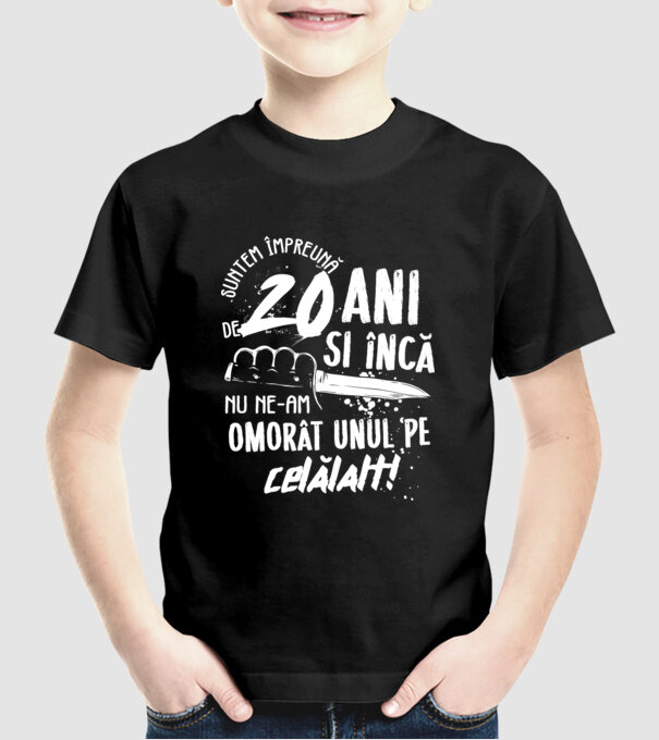 Suntem împreună de 20 ani model negru pe tricou