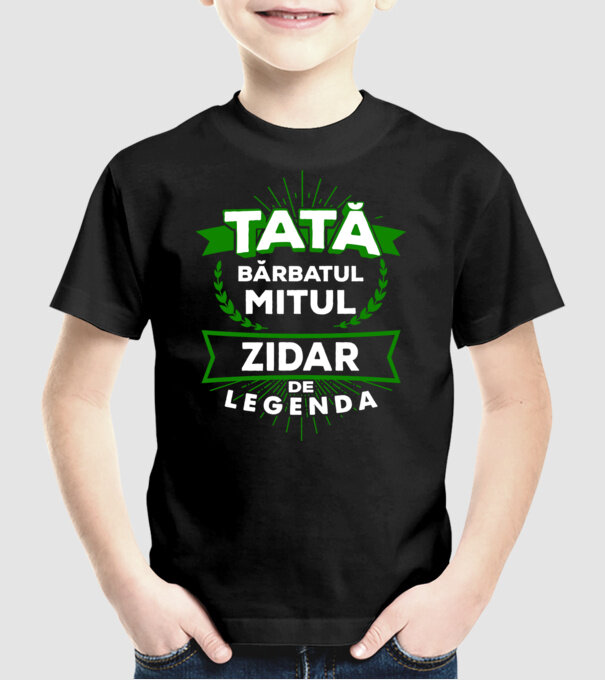 Tată - bărbatul, mitul, zidar de legendă model negru pe tricou