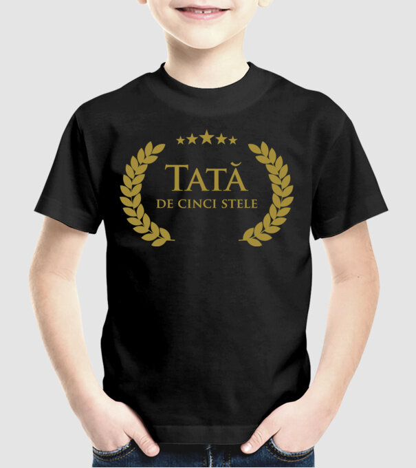 Tată de cinci stele model negru pe tricou