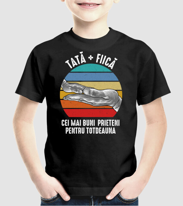 Tată - fiică Cei mai buni prieteni pentru totdeauna model negru pe tricou