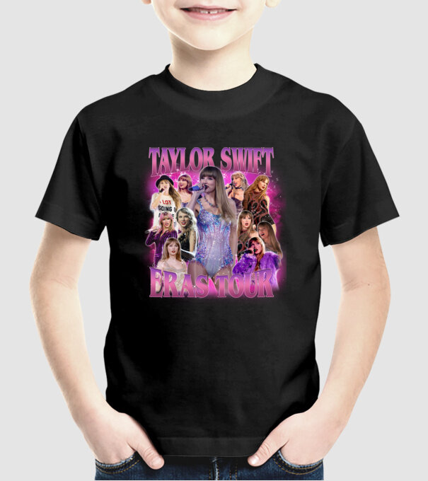 Taylor Swift ERAS bootleg 01 model negru pe tricou