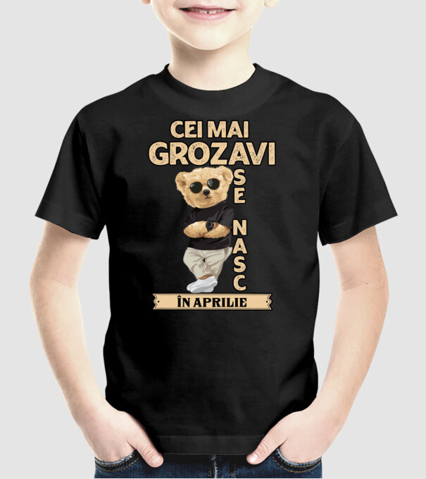 Teddy cel cool Aprilie model negru pe tricou