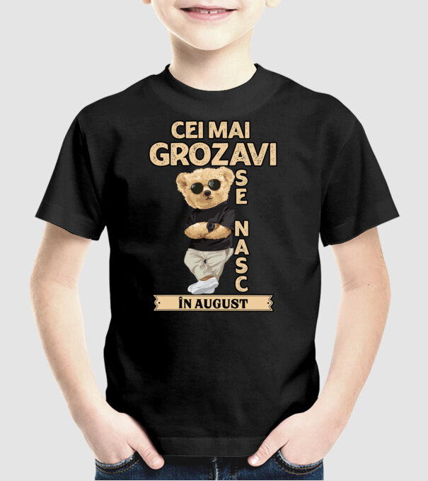 Teddy cel cool August model negru pe tricou