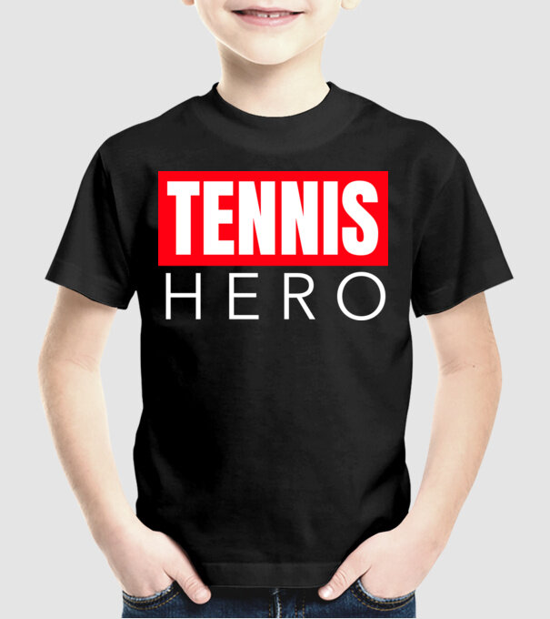 TENNIS HERO model negru pe tricou