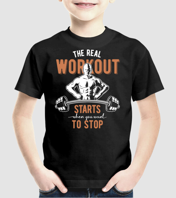 The Real Workout model negru pe tricou