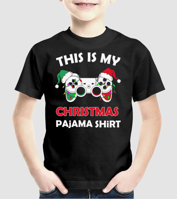 This is my christmas pajama model negru pe tricou
