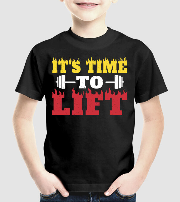 Time to lift model negru pe tricou