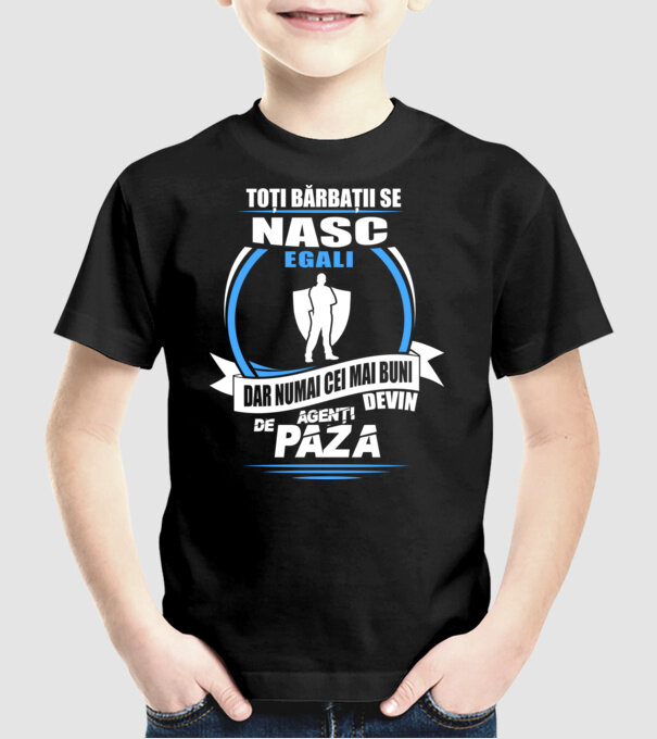 Toți bărbații se nasc egali agenți de pază model negru pe tricou