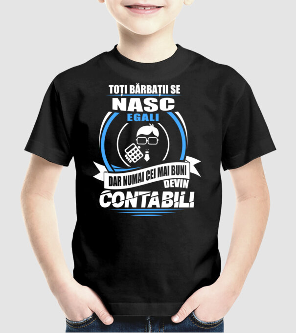 Toți bărbații se nasc egali contabili model negru pe tricou