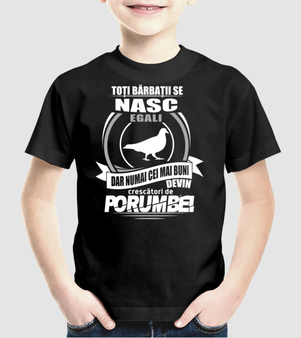 Toți bărbații se nasc egali crescători de porumbei model negru pe tricou