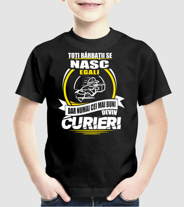 Toți bărbații se nasc egali curieri model negru pe tricou