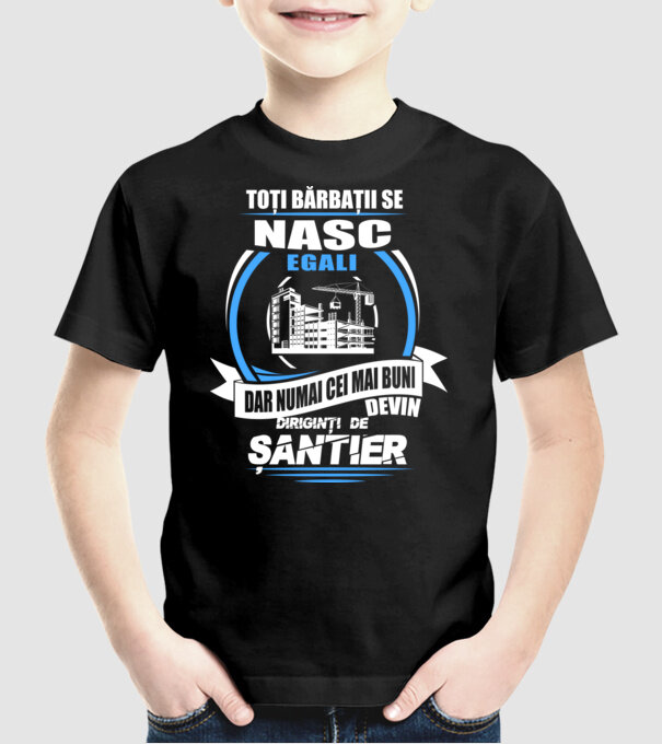 Toți bărbații se nasc egali diriginți de șantier model negru pe tricou
