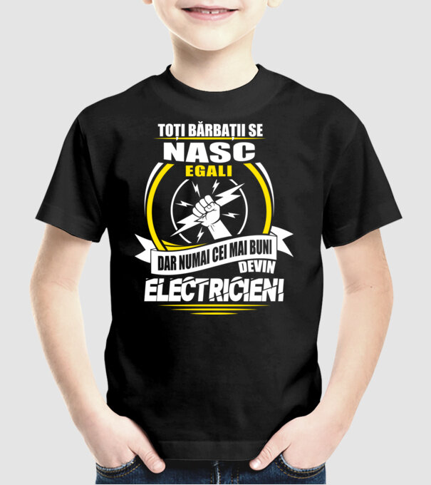 Toți bărbații se nasc egali electricieni model negru pe tricou