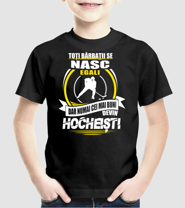 Toți bărbații se nasc egali hocheiștii model negru pe tricou