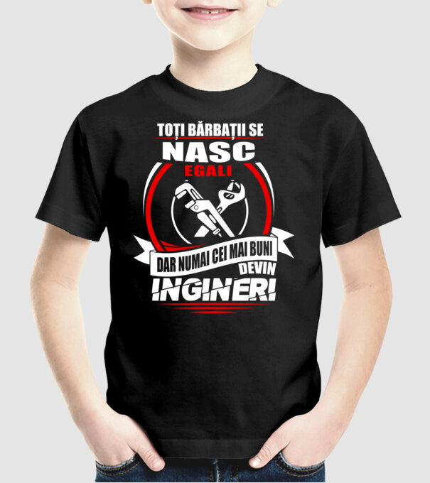 Toți bărbații se nasc egali ingineri model negru pe tricou