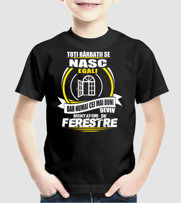 Toți bărbații se nasc egali montatori De ferestre model negru pe tricou