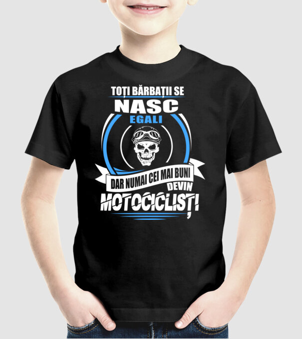 Toți bărbații se nasc egali motocicliști model negru pe tricou
