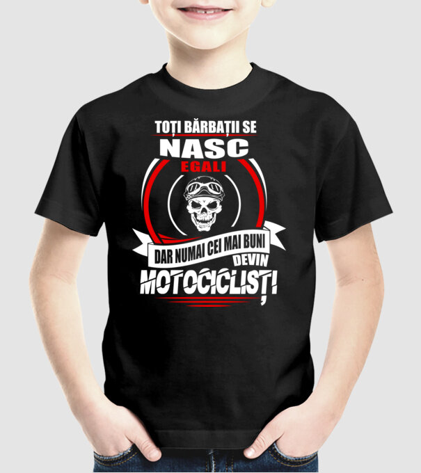 Toți bărbații se nasc egali motocicliști model negru pe tricou