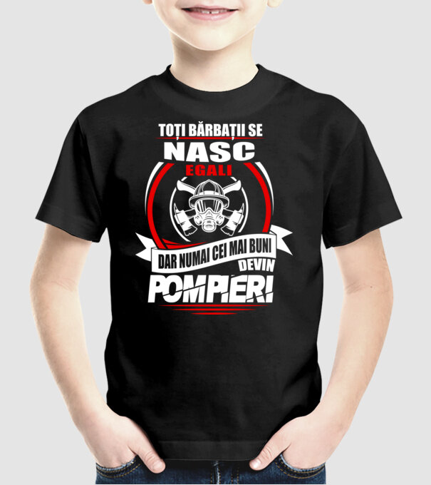 Toți bărbații se nasc egali pompieri model negru pe tricou
