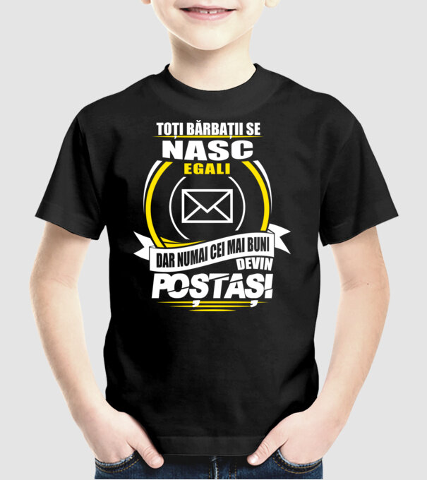 Toți bărbații se nasc egali poștași model negru pe tricou