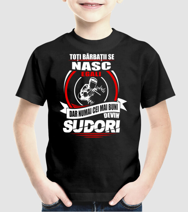 Toți bărbații se nasc egali sudori model negru pe tricou