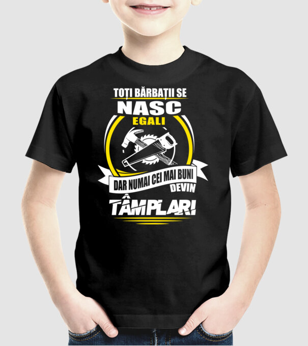 Toți bărbații se nasc egali tâmplari model negru pe tricou