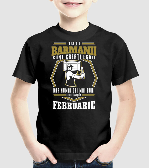 Toți barmanii creați egali februarie model negru pe tricou
