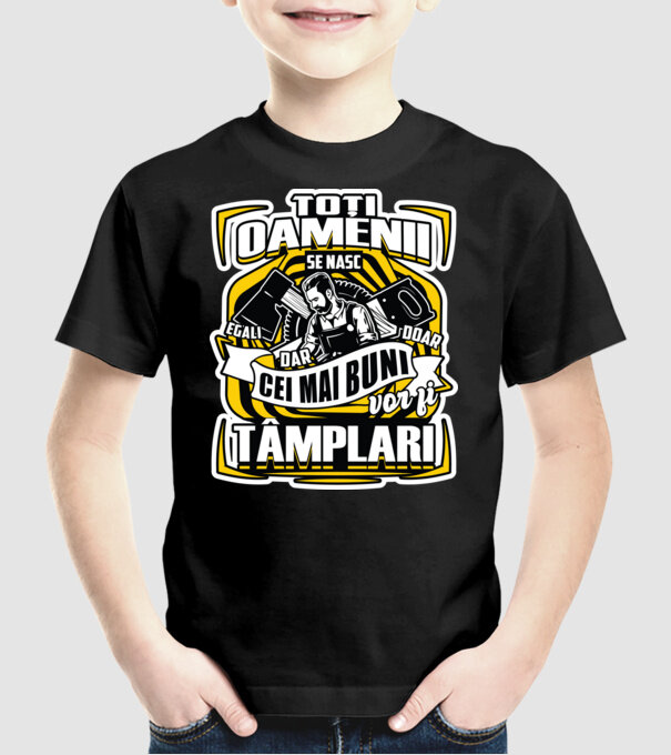 Toți oamenii tâmplari model negru pe tricou