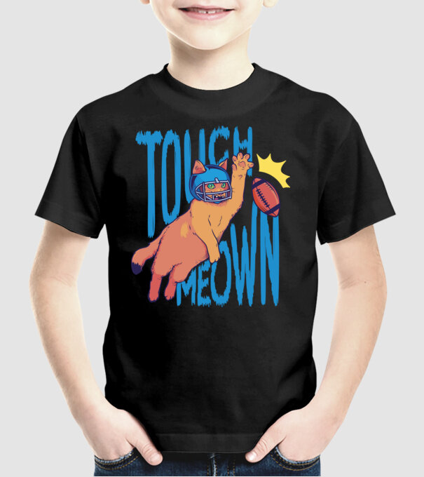 Touch Meow model negru pe tricou