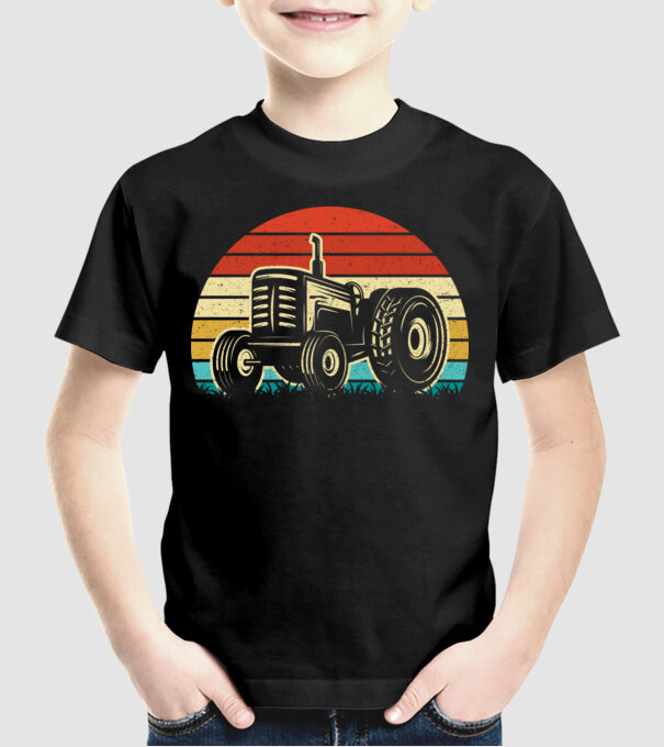 TRACTOR model negru pe tricou
