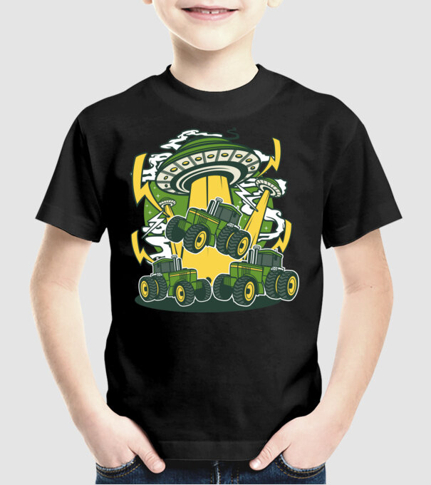 TRACTOR model negru pe tricou
