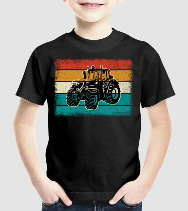 TRACTOR model negru pe tricou