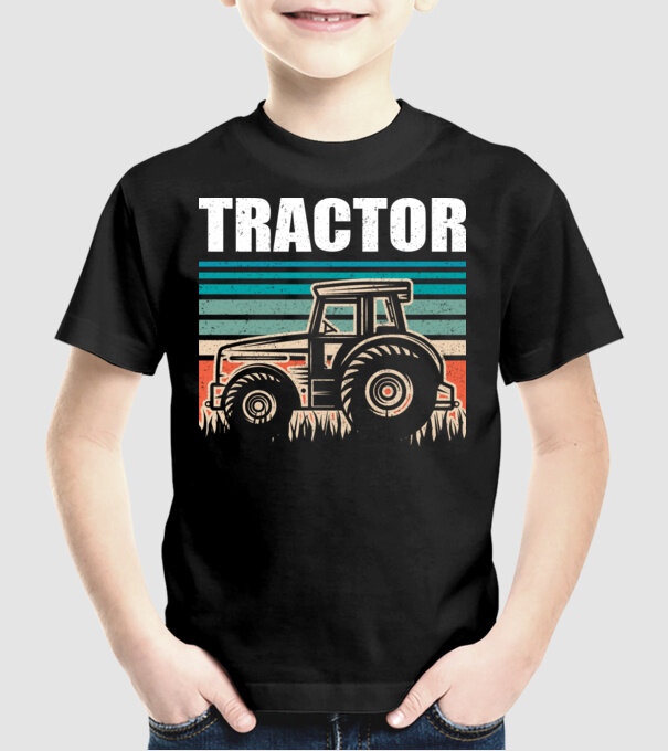 TRACTOR model negru pe tricou