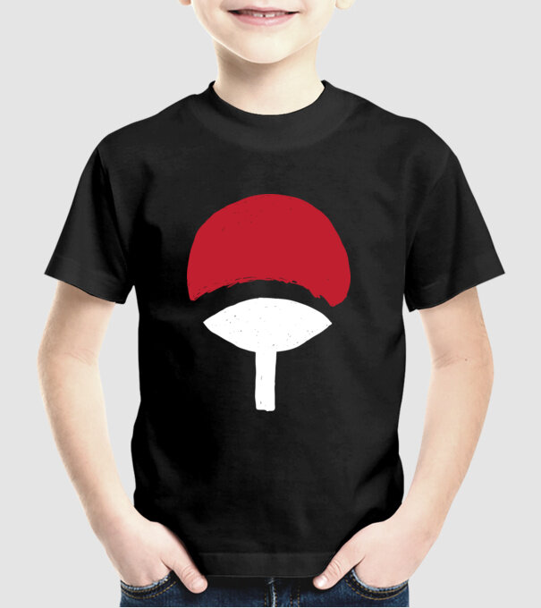 Uchiha logo model negru pe tricou